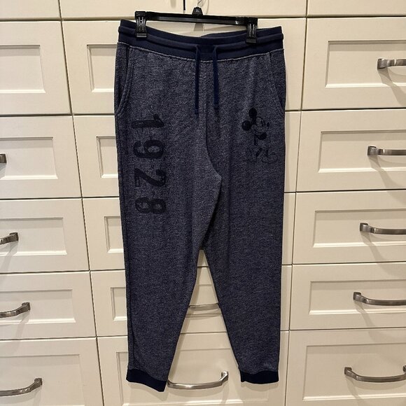 Disney Pants - Disney Parks Unisex Navy Jogger Sweatpants Mickey Mouse 1928, Size Large